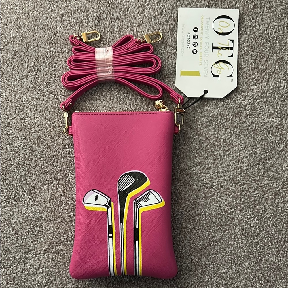 Pink Crossbody Bag with Golf Club Design